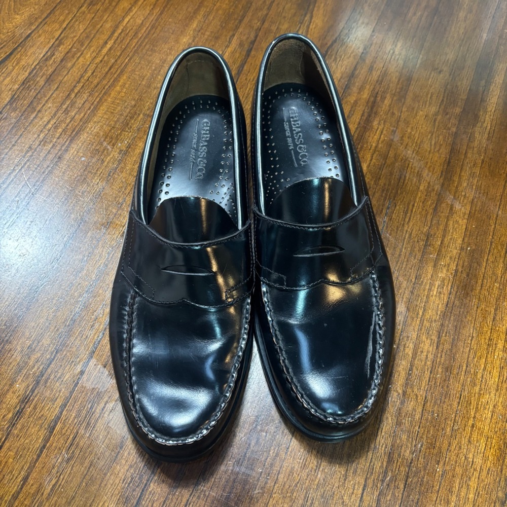GH Bass Weejuns Black Leather Penny Loafers Mens 11 D